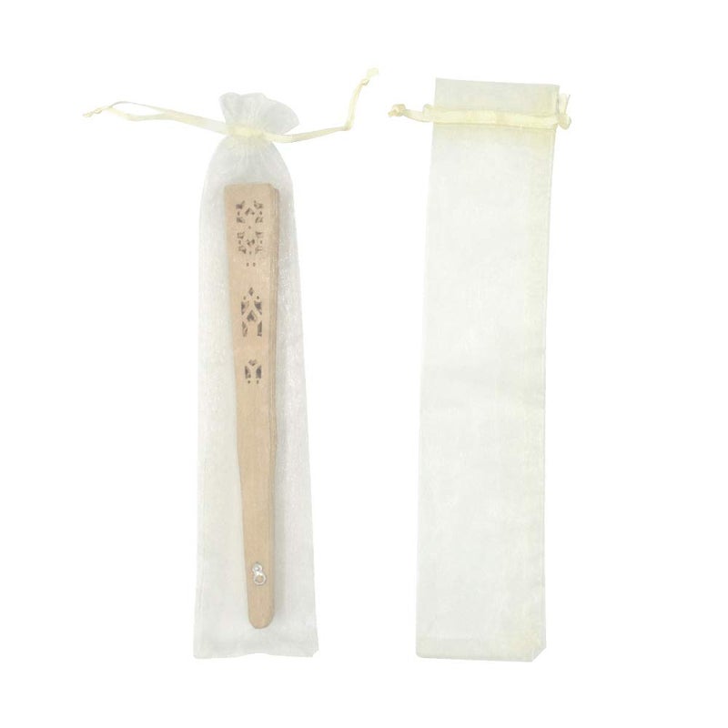 Bezall 50Pcs Sheer Organza Fan Bags, 2x10 Inches Folding Fan Organza Gift Bags with Drawstring, Wedding Party Favor Silk Pouches for Hand Fans (Beige) - Image 5